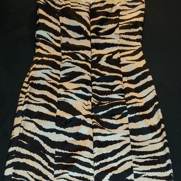 Satin Zebra Ruched Strapless Dress from Cache - Picture 3 of 6